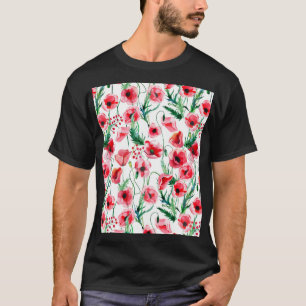 T-shirt Photos rouges : aquarelle illustration florale