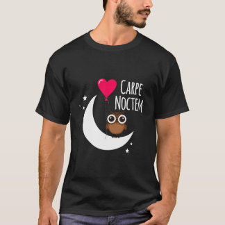 T-shirt Phrase latine Carpe Noctem Moon Stars Owl Carpe No