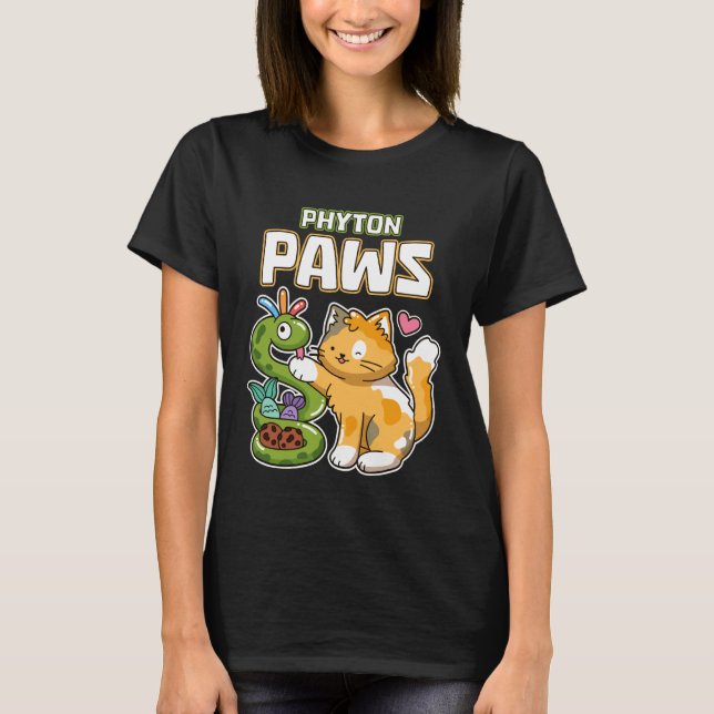 T-shirt Phyton Paws Drôle Chat Serpent Python Programmatio (Devant)