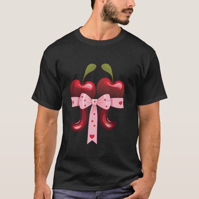 T-shirt Pi Math Tee Math Enseignant Coquette Bow Cherry va (Devant)