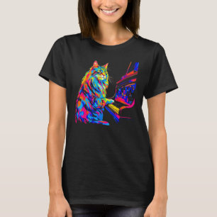 T-shirt Pianiste Chat Maine Coon
