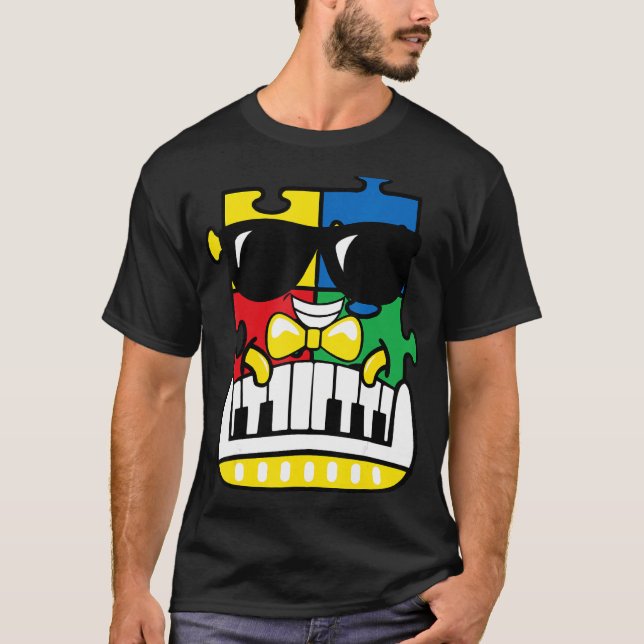 T-shirt Pianiste Sensibilisation sur l'autisme Cute Piano  (Devant)