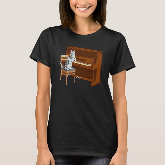 T-shirt Piano Cat Piano Keyboard Meowsicians (Devant)