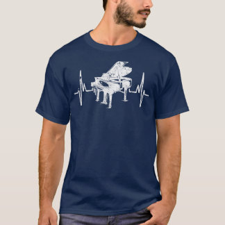 T-shirt Piano de musicien rétro Piano Heartbeat Pianiste