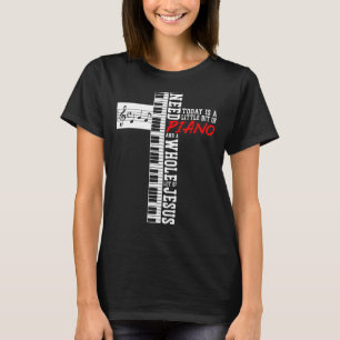 T-shirt Piano Enseignant Pianiste Clavier Croix Jésus Chri