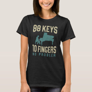 T-shirt Piano Enseignant Pianiste Vintage Retro 88 Clés 10