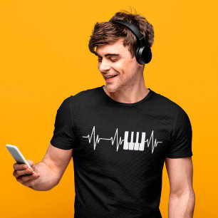 T-shirt Piano Heartbeat Clavier Pianistes Vintages Musicie