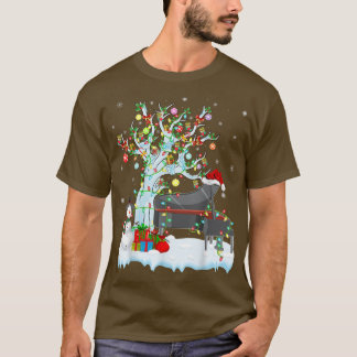 T-shirt Piano Musique Noël Arbre Lumière Santa Chapeau Pia
