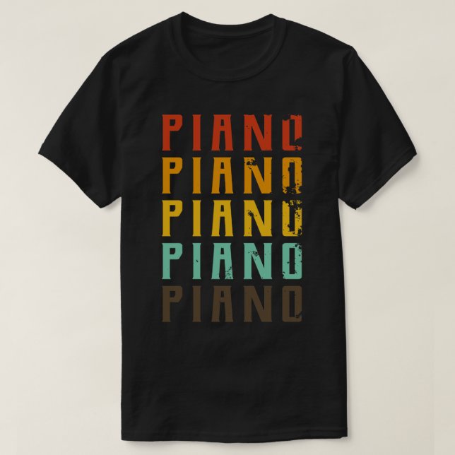 T-shirt Piano typo pianiste idée cadeau (Design devant)