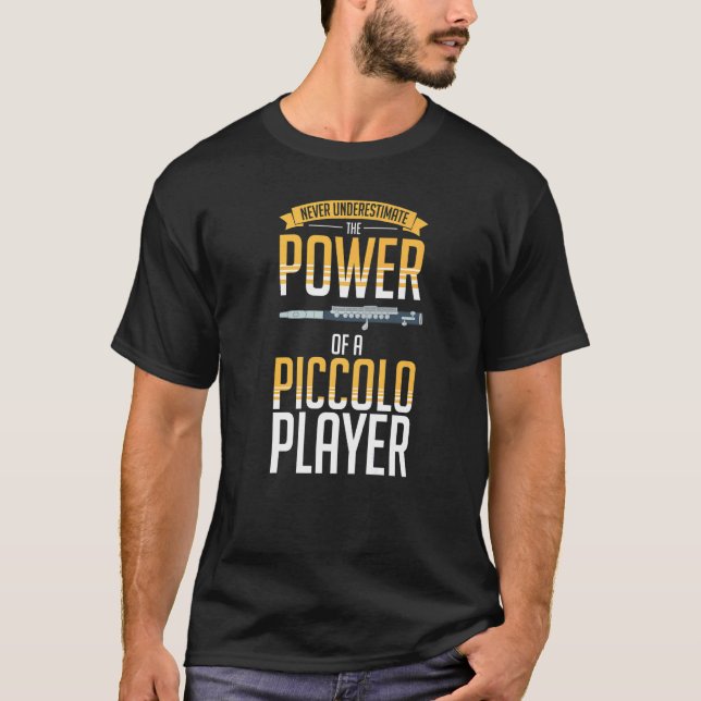 T-shirt Piccolo Instrument Music Flute Player Beginner Les (Devant)