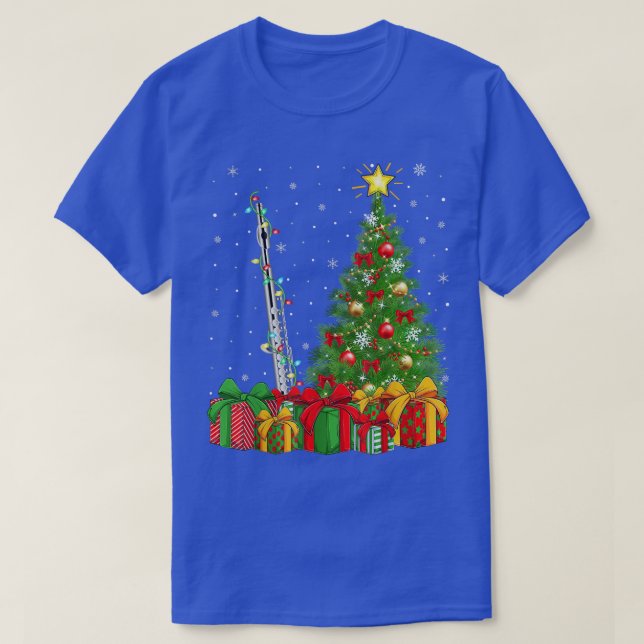 T-shirt Piccolo Music Lighting Xmas Tree Santa Hat Piccolo (Design devant)