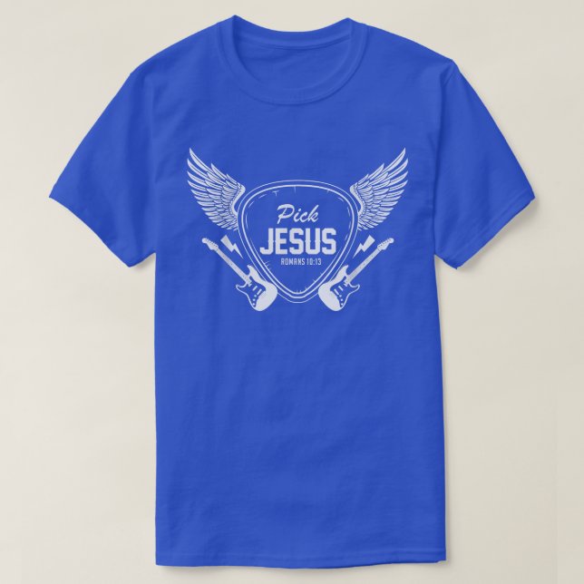 T-shirt Pick Jesus Christian Church Band Guitariste Guitar (Design devant)