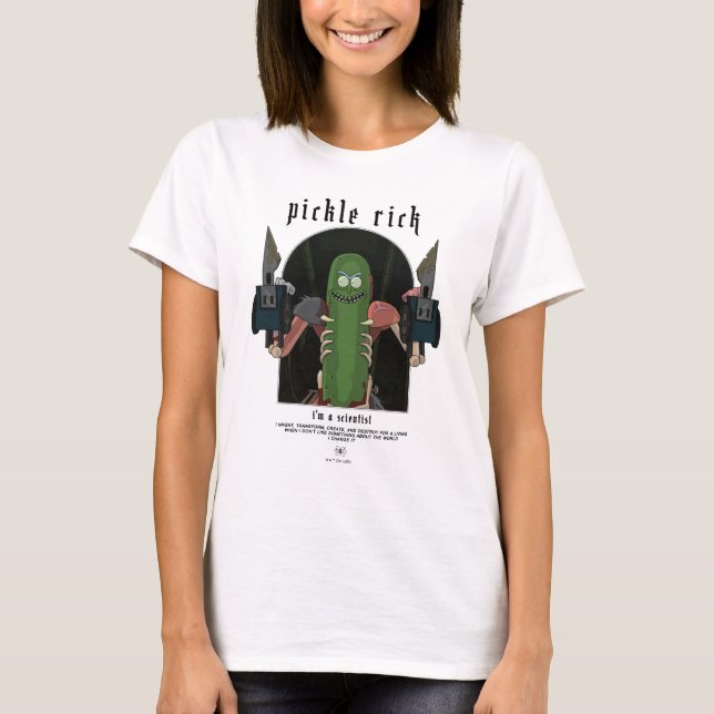 T-shirt Pickle Rick - Je suis un scientifique Citation gra (Devant)