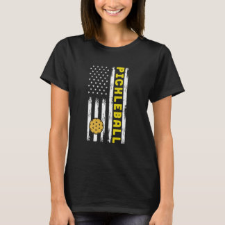 T-shirt Pickleball American Drapeau Pickleball Paddleball 