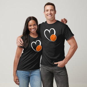 T-shirt Pickleball Amour Coeur Blanc Orange Pickleball