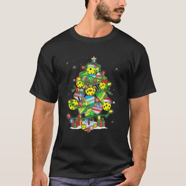 T-shirt Pickleball Arbre de Noël Père Noël Pickleball Orna (Devant)