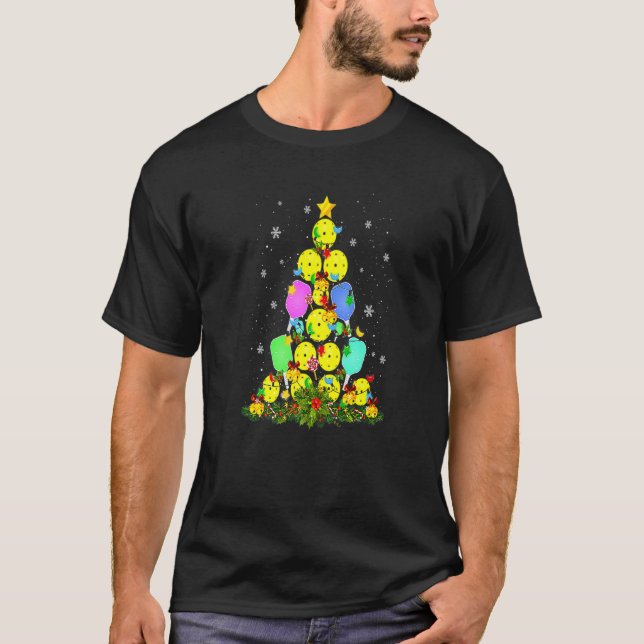 T-shirt Pickleball Christmas Tree Santa Pickleball X Mas L (Devant)
