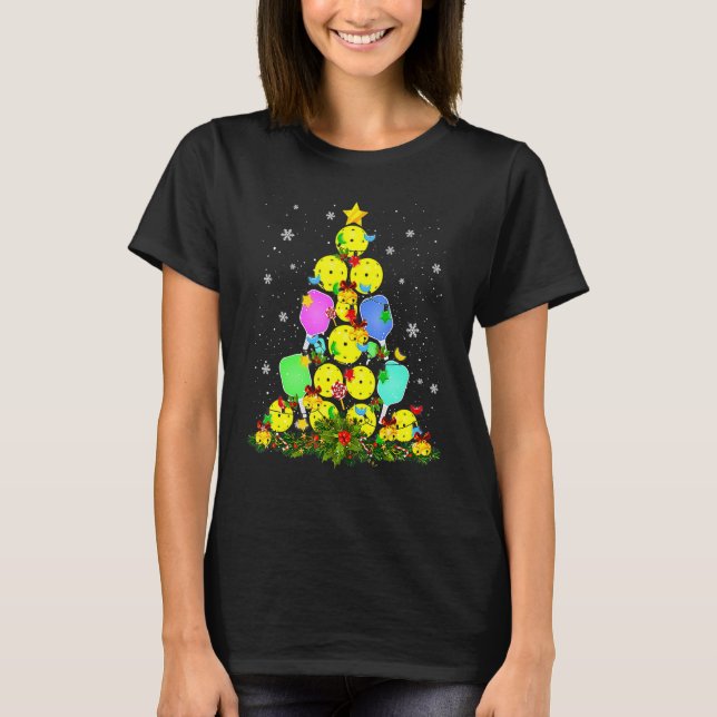 T-shirt Pickleball Christmas Tree Santa Pickleball X Mas L (Devant)
