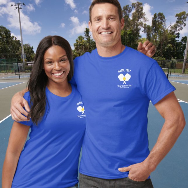 T-shirt Pickleball Club Paddle, Ball, Nom Numéro sur le do (Créateur téléchargé)