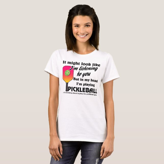 T-shirt Pickleball Lover Dans ma tête je joue au Picklebal (Devant entier)