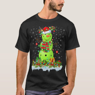 T-shirt Pickleball Noël Éclairage drôle Snowman Pickleball