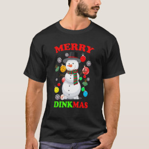 T-shirt Pickleball Noël Snowman Tree Lumières Pickleba