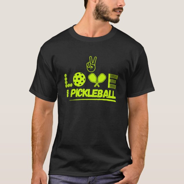 T-shirt Pickleball Paix et Amour Pickleball Paddle Dink (Devant)