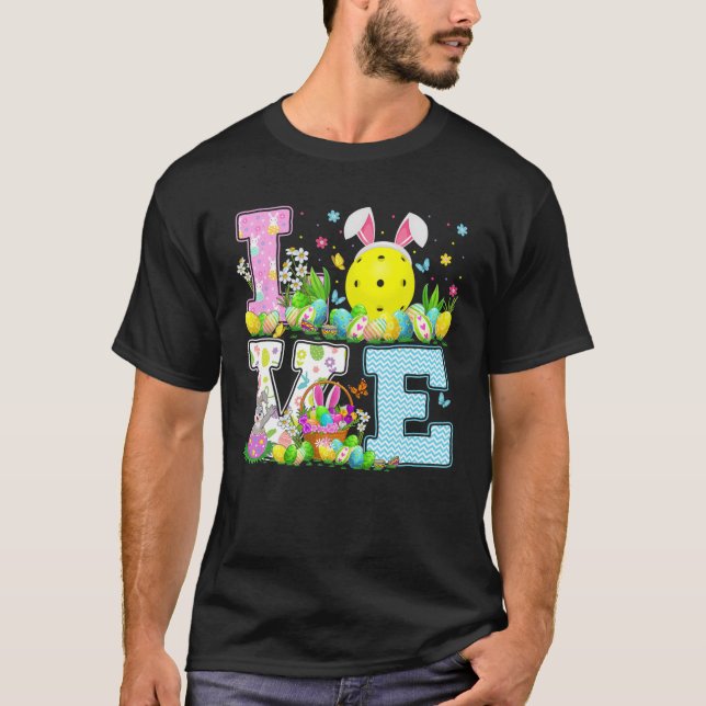 T-shirt Pickleball Pâques Chasse aux oeufs Aimer Picklebal (Devant)