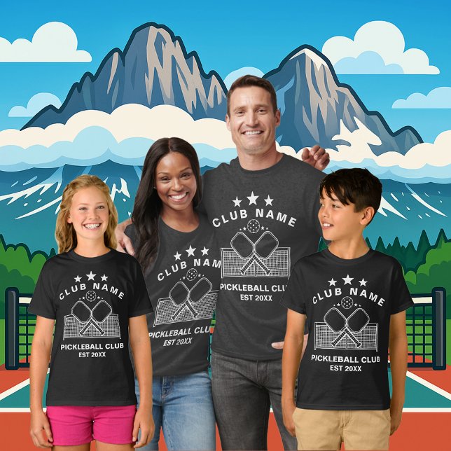 T-shirt Pickleball Personalized Club Name (PICKLEBALL PERSONALIZED NAME DARK T-SHIRT)