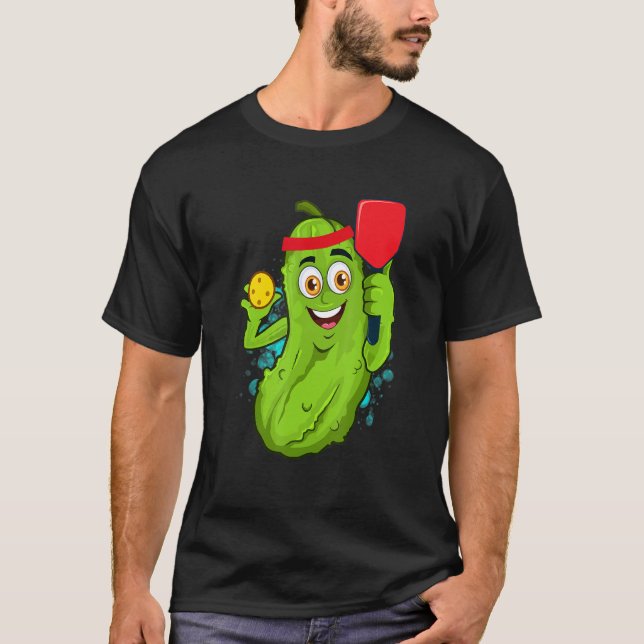 T-shirt Pickleball Pickle Paddle  Cucumber Player Vegan (Devant)
