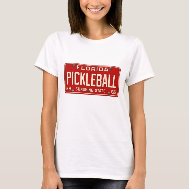 T-shirt Pickleball Player Fan Retro Florida License Plate (Devant)
