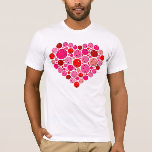 T-shirt Pickleball plein coeur rose et rouge amour