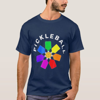 T-shirt Pickleball Rainbow Design