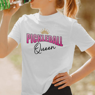T-shirt Pickleball rose et noir Couronne or