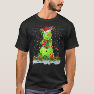 T-shirt Pickleball Snowman Xmas Lights Pickleball Christa