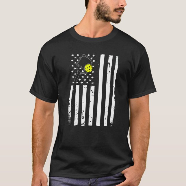 T-shirt Pickleball Team  USA American Flag (Devant)