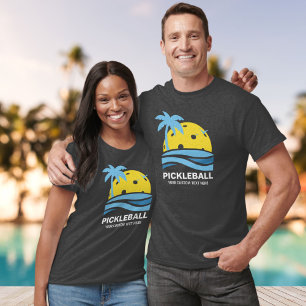 T-shirt Pickleball Tropical Palm Tree Sun Votre texte pers