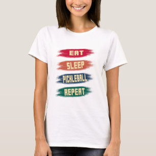 T-shirt Pickleballer Fun Manger Sleep Jouer Répéter Retro