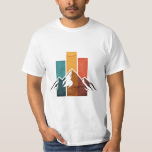 T-shirt Pics de vintage et paysage montagnard rétro