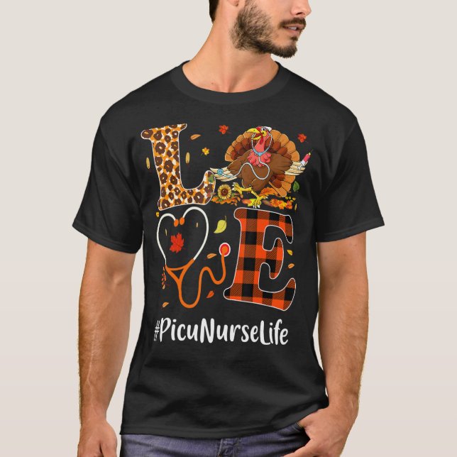 T-shirt Picu Nurse Love Thanksgiving Leopard Stethoscope T (Devant)
