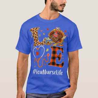T-shirt Picu Nurse Love Thanksgiving Leopard Stethoscope T