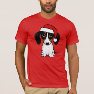 T-shirt Piebald Dachshund Père Noël Cute Wiener Chien