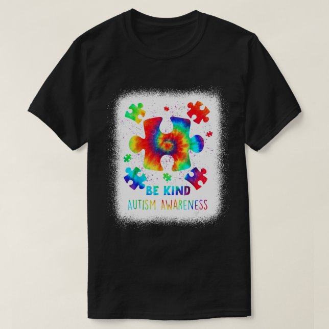 T-shirt Pièce Bleached Puzzle Be Kind Sensibilisation sur  (Design devant)