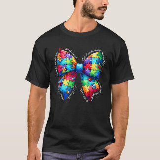 T-shirt Pièce de Puzzle Coquette Bow Sensibilisation sur l