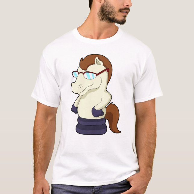 T-shirt Pièce d'échecs Chevalier avec lunettes de soleil (Devant)