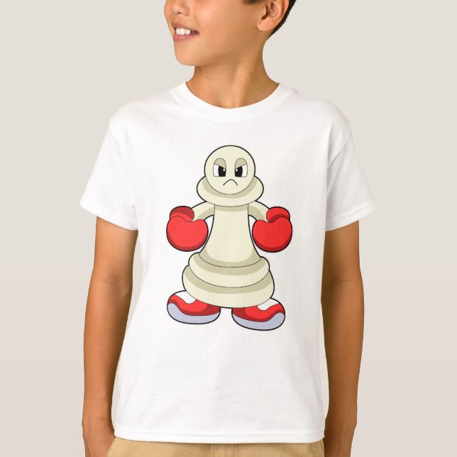 T-shirt Pièce d'échecs Pion en boîte avec gants de boxe (Devant)