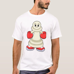 T-shirt Pièce d'échecs Pion en boîte avec gants de boxe