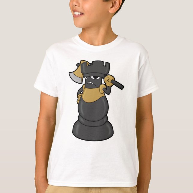 T-shirt Pièce d'échecs Roche à l'échec avec Ax (Devant)