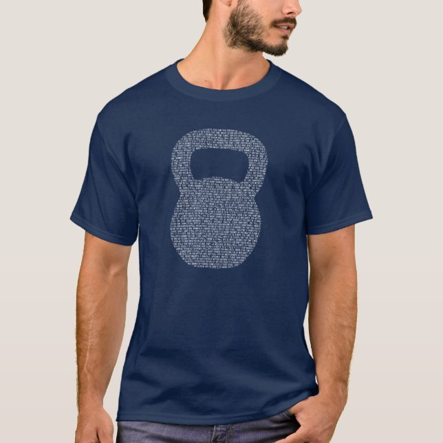 T-shirt Pièce en t blanche d'obscurité de Kettlebell (Devant)