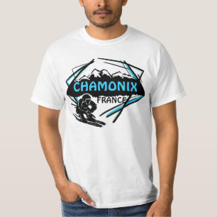 T-shirt Pièce en t bleue de valeur d'art de logo de skieu